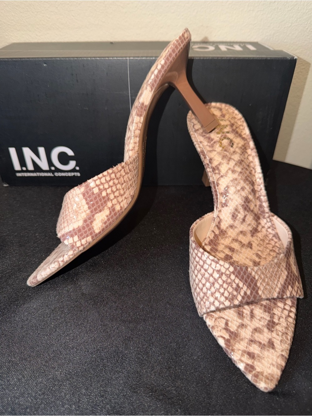 INC International Concepts Snakeskin Pointed-Toe Mule